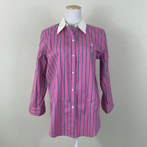 Lauren Ralph Lauren pink and blue stripped button down shirt size medium